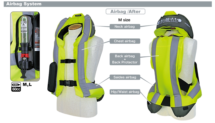 ST-P | Airbag is stored in the neck and lower back by Velcro 